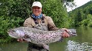 Rob and Co, monster Rainbow trout May, Slovenia fly fishing